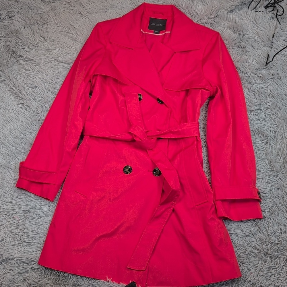 Covington Jacket Womens XL Trench Coat Comfort Pockets Belted Button Up Preppy